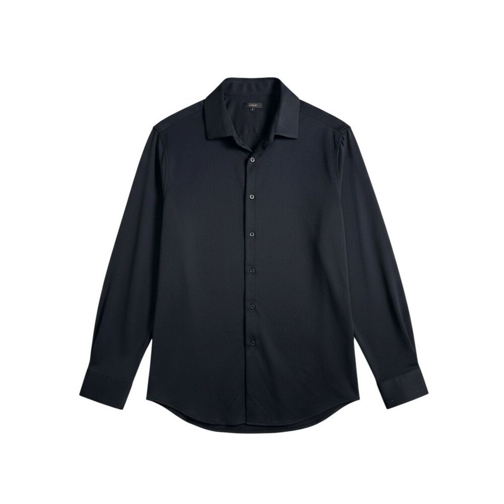 Quince Men’s Commuter Stretch Pique Long Sleeve Button Down Black Large